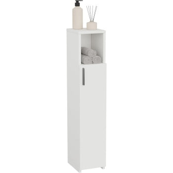 Mobile Bagno Slim con Vano Contenitore Colonna Salvaspazio Bianca